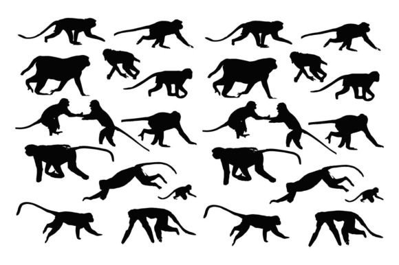 Beautiful Monkey Silhouette Vector Art for Graphics and Illustrations