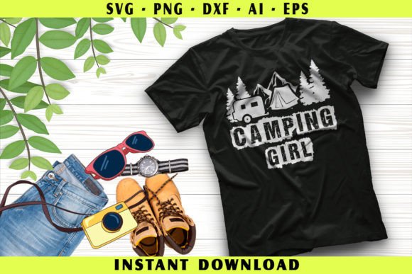 Camping Girl: A Charming Embroidery Design for Outdoorsy Vibes