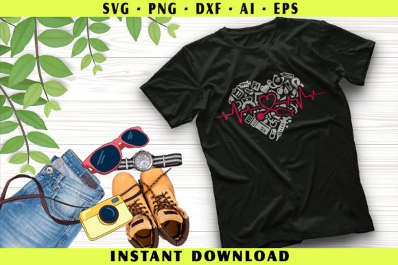 Funny Nurse Heartbeat: A Playful Graphics Asset for T-Shirt Designs