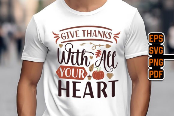 Thanksgiving T-Shirt Design 14: A Heartfelt Embroidery Choice