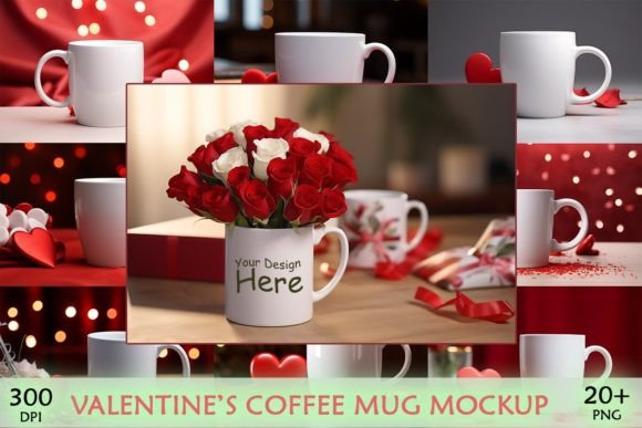Valentine’s Coffee Mug Mockup Bundles for Editorial Design